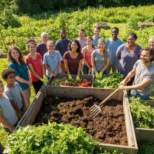 Group of people attending a composting workshop